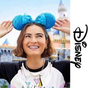 Disney | Diamond Aqua 2024 Ears Blue Minnie Mouse Sequin Headband